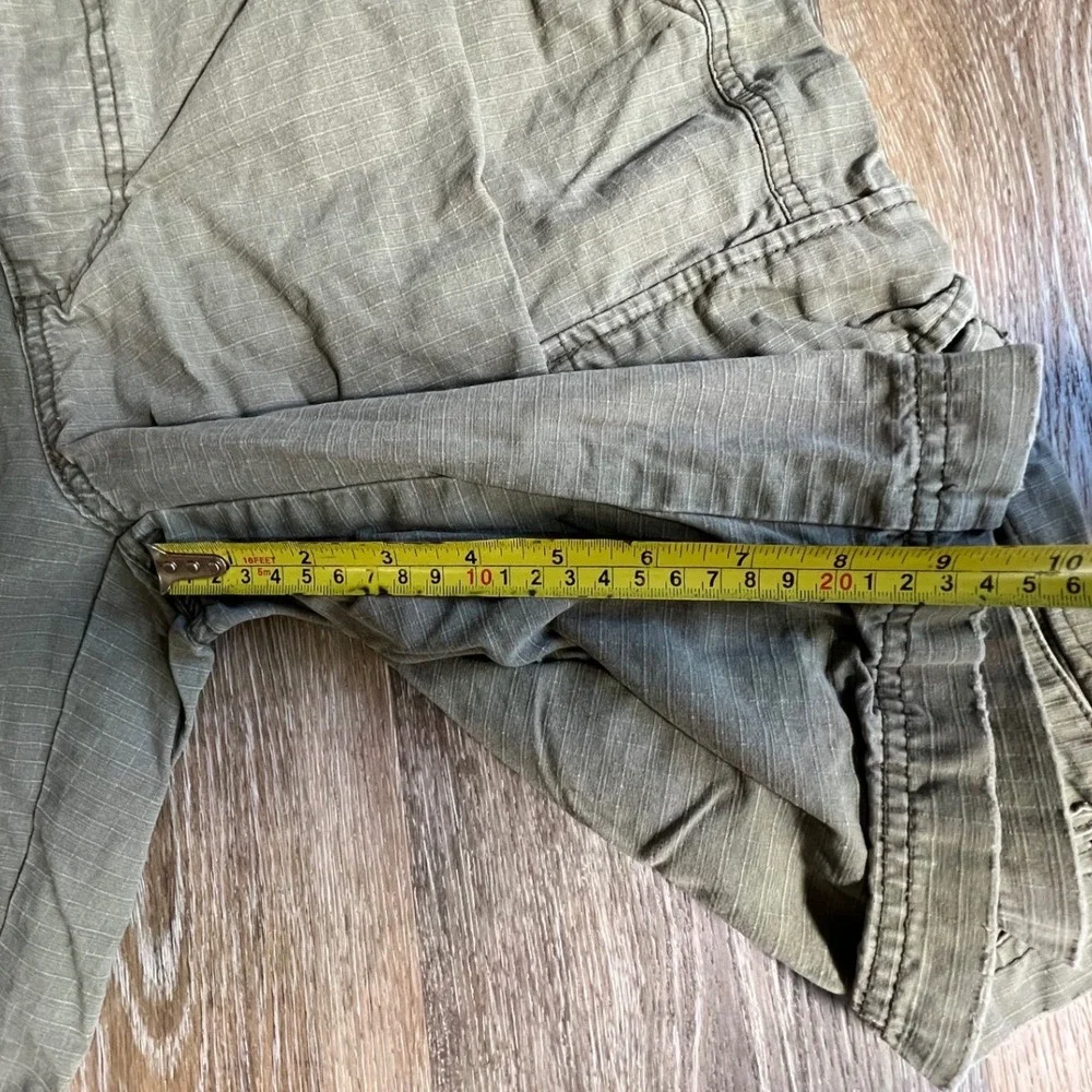 Carbon Cargo Shorts Mens 36 Green Ripstop Cotton Multi Pocket Utility Outdoor